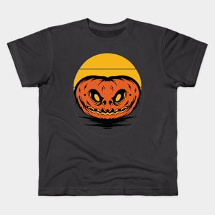 Halloween Jack o Lantern Creepy Spooky Grinning Pumpkin Kids T-Shirt